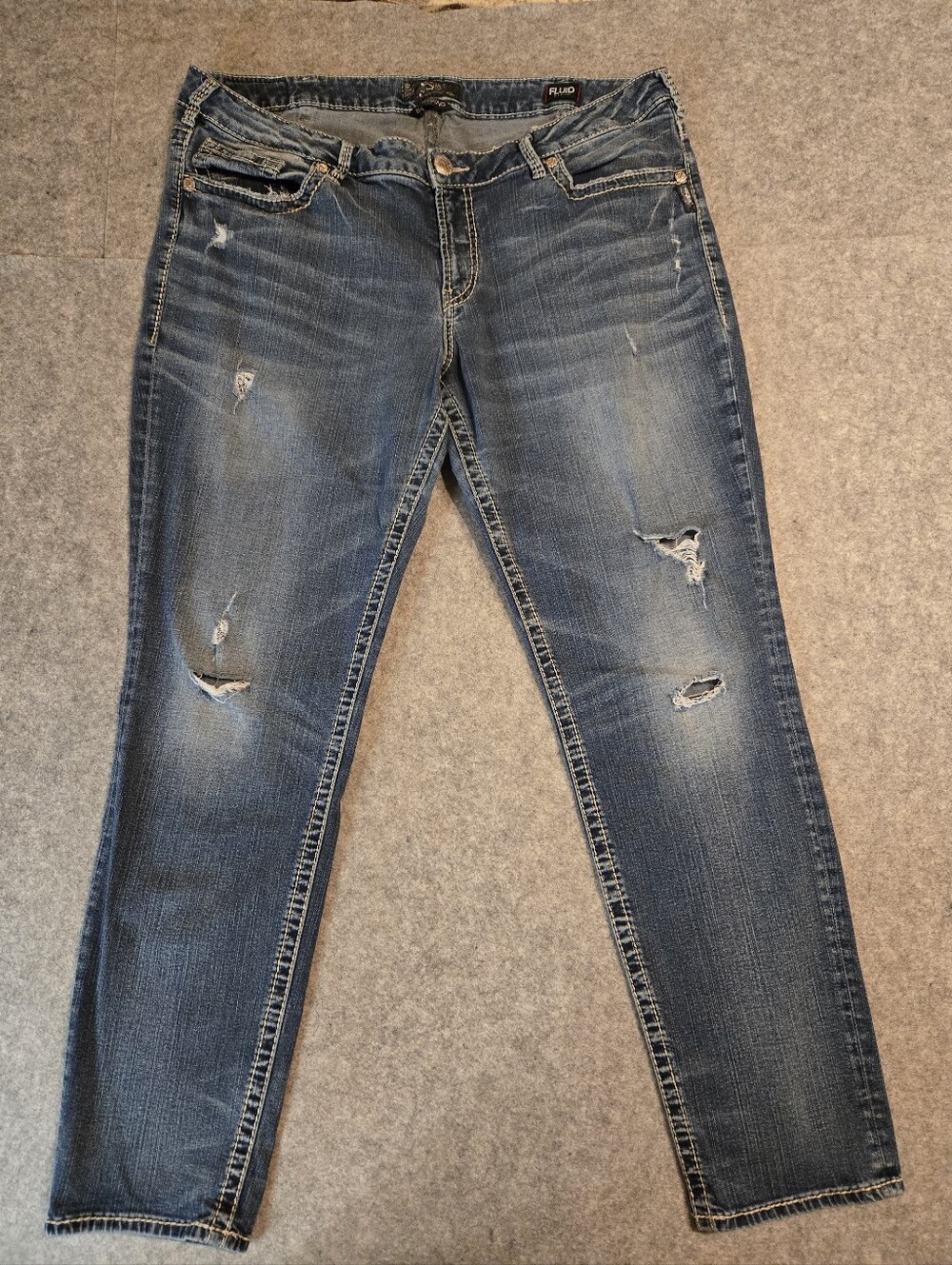 Womens Silver Boyfriend Jeans Sz20/L29